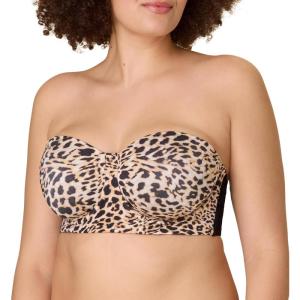 Playtex Womens Strapless Bra, Plus-Size Bras Available, Convertible Straps, Moisture-Wicking, 4801(Heirloom White Leo Print)