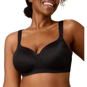 Playtex Women’s Wireless Balconette Bra, Full-Coverage Bras for Women, Support, Moisture Wicking (Plus(Dressed in Black)