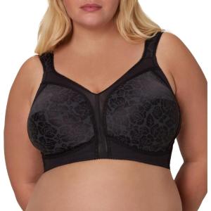 Playtex Women’s Wireless Bra, 18 Hour Plus-Size Bras Available, Full Coverage, Smoothing, 4693, Single or 2-Pack(Black)
