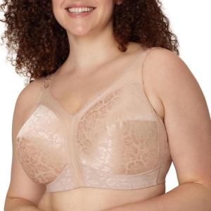 Playtex Women’s Wireless Bra, 18 Hour Plus-Size Bras Available, Full Coverage, Smoothing, 4693, Single or 2-Pack(Cafe Au Lait (Nude))