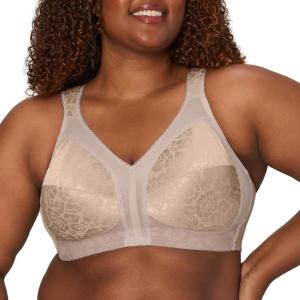 Playtex Women’s Wireless Bra, 18 Hour Plus-Size Bras Available, Full Coverage, Smoothing, 4693, Single or 2-Pack(Toffee)