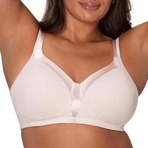 Playtex Women’s Wireless Bra, 18 Hour Plus-Size T-Shirt Bras Available, Smoothing, Full Coverage, 4803, Single or 2-Pack(Pink Pirouette Floral Print)