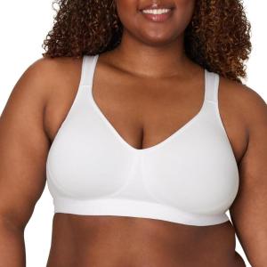 Playtex Womens Wireless Bra, 18 Hour Plus-Size T-Shirt Bras Available, Ultimate Lift, Moisture-Wicking, 474c(White Cotton)