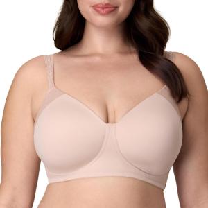 Playtex Womens Wireless Bra, Plus-Size T-Shirt Bras Available, Full Coverage, Moisture-Wicking, 4750(Almond)