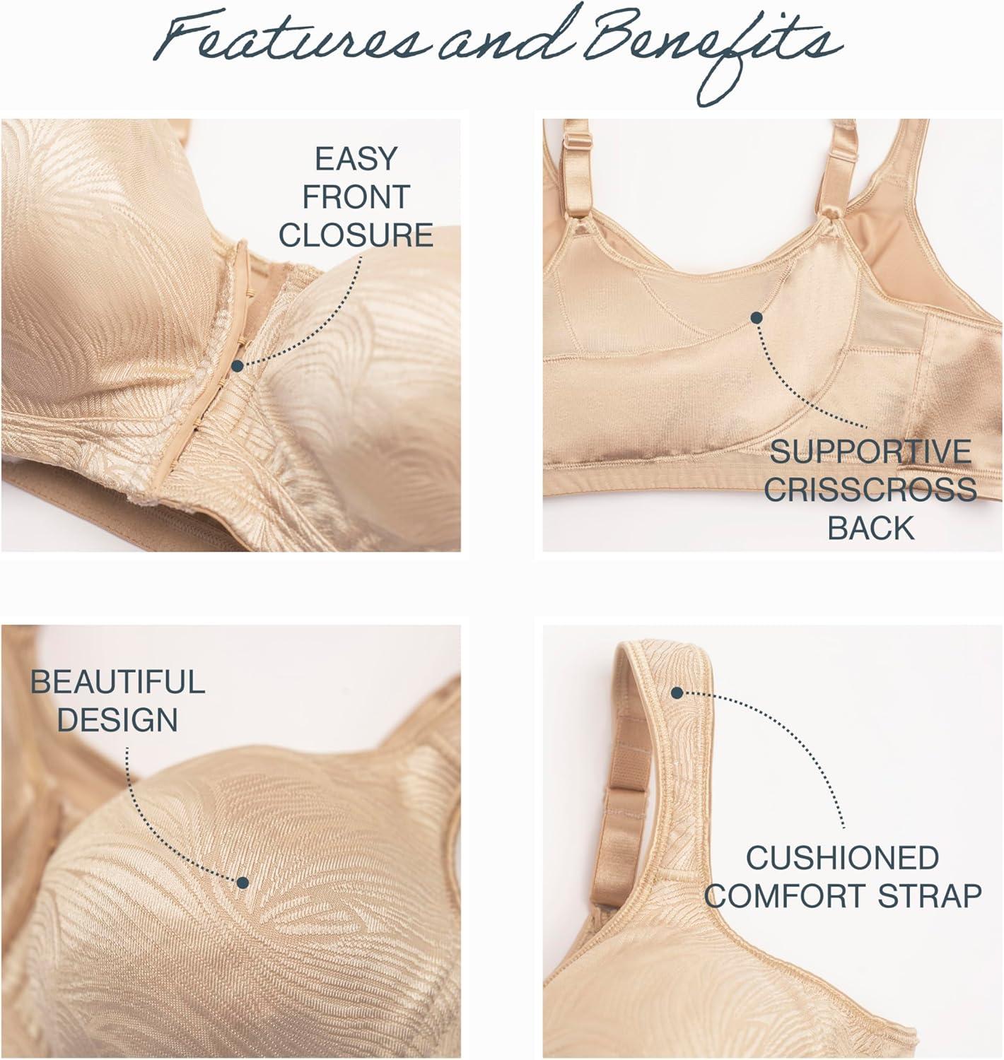 imagePlaytex Womens 18 Hour Front Close Extra Back Support Wireless Bra USE52ELight Beige