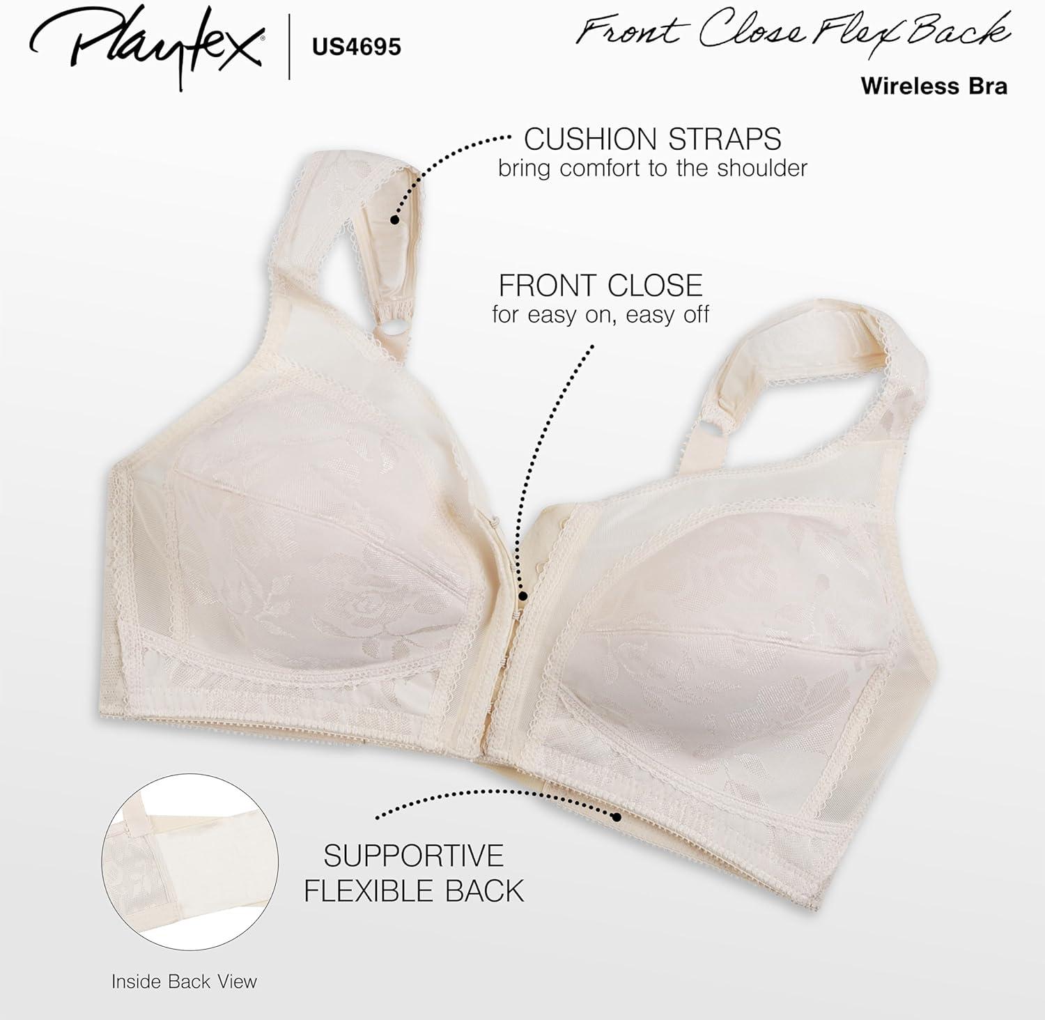 imagePlaytex Womens 18 Hour FrontClose Wireless Bra 4Way TruSUPPORT Bra with Flex BackLight Beige