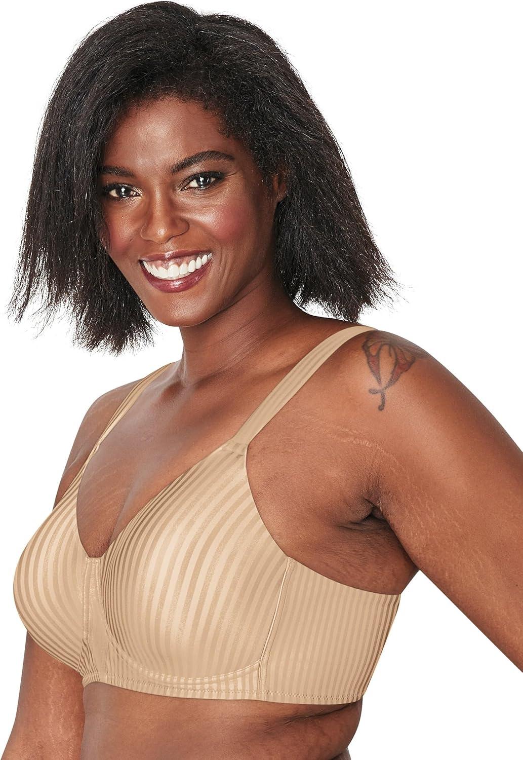 imagePlaytex Womens Wireless Bra Secrets Perfectly Smooth Wirefree Bra Full Coverage US4707Nightfire Red Stripe