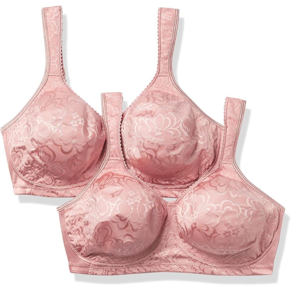 imagePLAYTEX womens Wireless Bra 18 Hour Plussize Bras Available Ultimate Lift Moisturewicking Single Or 2packGentle PeachGentle Peach