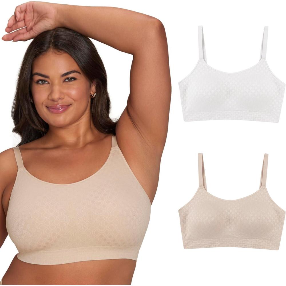 imagePlaytex Womens Smoothing Full Coverage Wireless Bra Us4p31 2Pack Sizes S3x MXLAlmondWhite