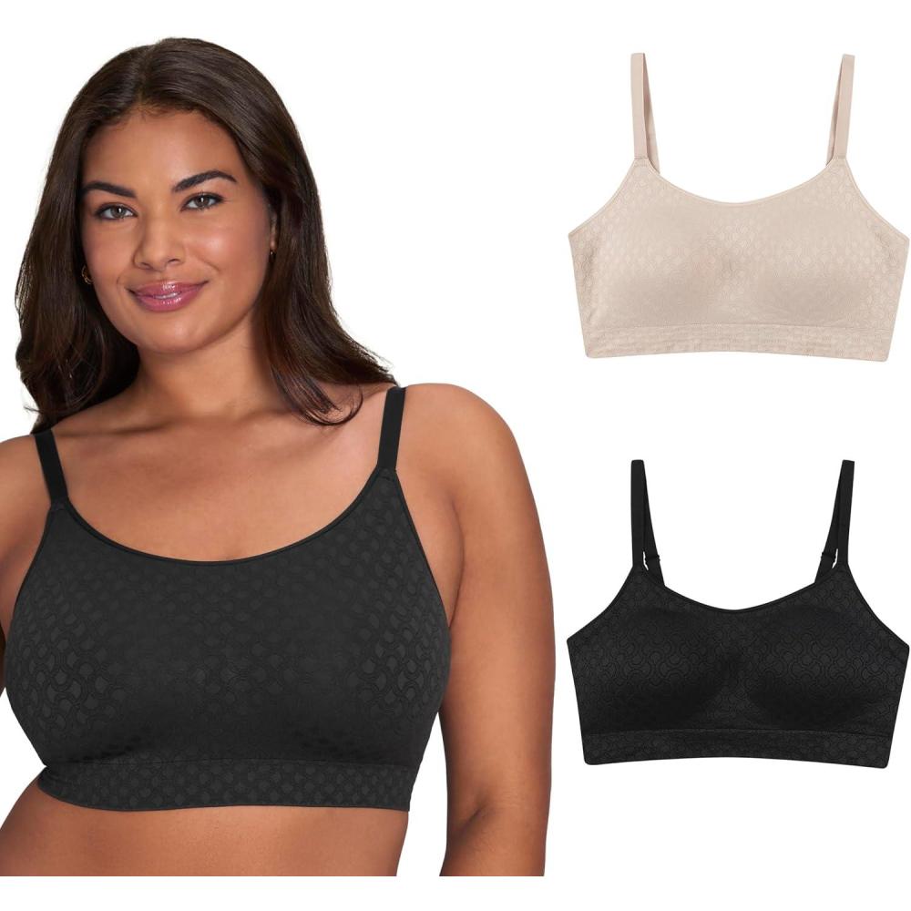 imagePlaytex Womens Smoothing Full Coverage Wireless Bra Us4p31 2Pack Sizes S3x MXLBlackAlmond