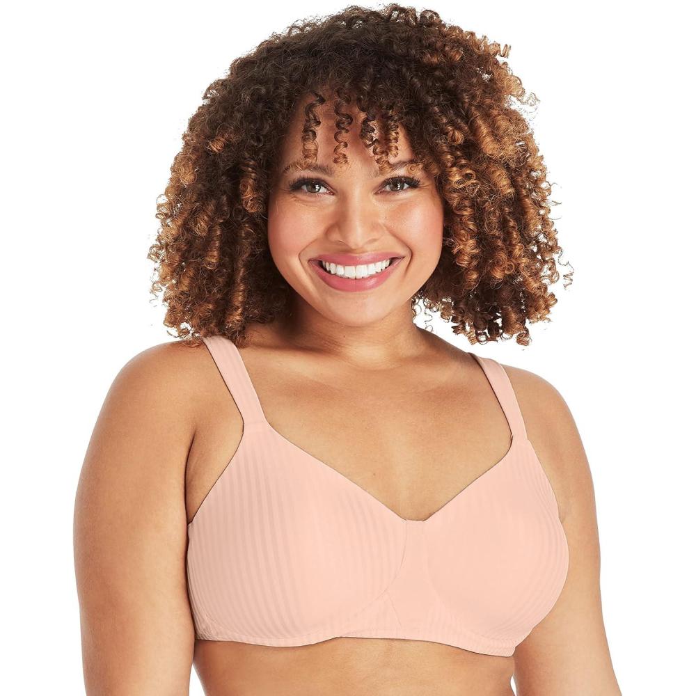 imagePlaytex Womens Wireless Bra Secrets Perfectly Smooth Wirefree Bra Full Coverage US4707Pink Pirouette
