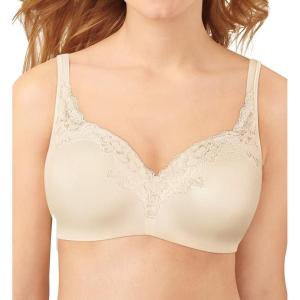 PLAYTEX womens Secrets Underwire Balconette T-shirt Bra for Full Figures (Retired Colors)(Mother of Pearl/Beige Lace)