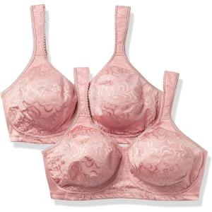 PLAYTEX womens Wireless Bra, 18 Hour Plus-size Bras Available, Ultimate Lift, Moisture-wicking, Single Or 2-pack(Gentle Peach/Gentle Peach)
