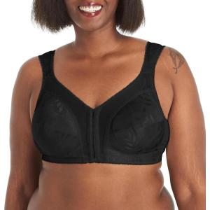 Playtex Women’s 18 Hour Front-Close Wireless Bra, 4-Way TruSUPPORT Bra with Flex Back(Black)