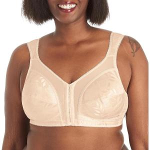 Playtex Women’s 18 Hour Front-Close Wireless Bra, 4-Way TruSUPPORT Bra with Flex Back(Light Beige)