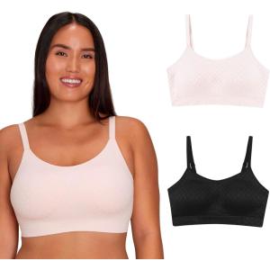 Playtex Womens Smoothing Full Coverage Wireless Bra Us4p31, 2-Pack, Sizes S-3x, M+-XL+(Pink Pirouette/Black)