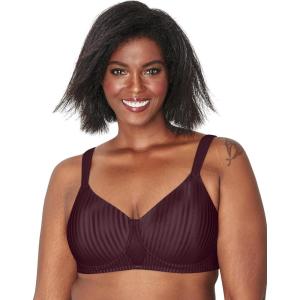 Playtex Women’s Wireless Bra, Secrets Perfectly Smooth Wirefree Bra, Full Coverage, US4707(Nightfire Red Stripe)