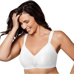 Playtex Women’s Wireless Bra, Secrets Perfectly Smooth Wirefree Bra, Full Coverage, US4707(White Stripe)