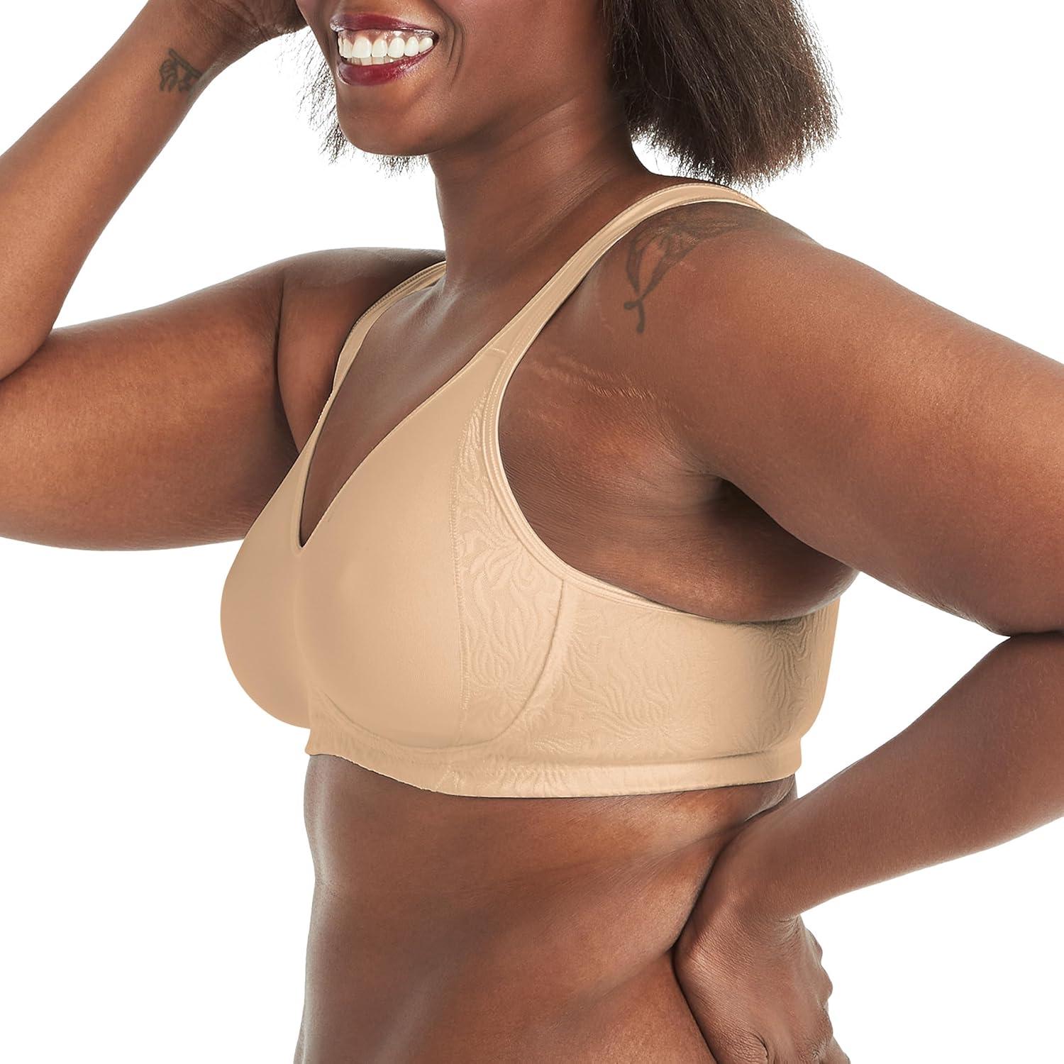 imagePlaytex Womens 18 Hour Side amp Back Smoothing Cooling Wireless TShirt Bra with 4Way TruSUPPORTNude