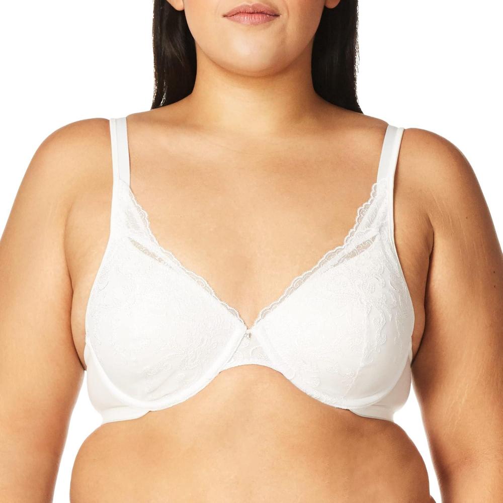 imagePlaytex Womens Love My Curves Feel Gorgeous Underwire Full Coverage Bra US4513White Embroidery