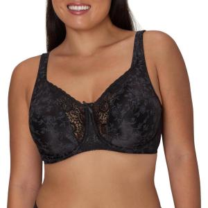 Hanes Women’s Underwire Bra, Secrets Plus-Size Bras Available, Full-Coverage, Supportive, 4422(Real Black)