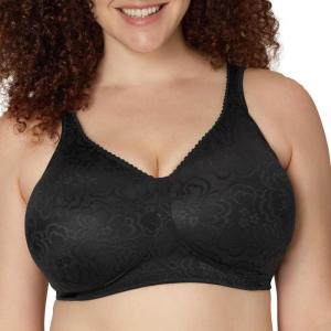 Playtex Womens Wireless Bra, Single Or 2-Pack, 18 Hour Ultimate Lift & Support Bras for Women (Plus(Black)