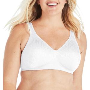 Playtex Womens Wireless Bra, Single Or 2-Pack, 18 Hour Ultimate Lift & Support Bras for Women (Plus(White)