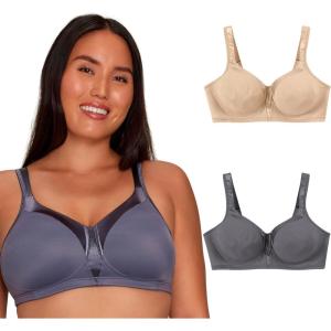 Playtex Women’s Wireless Bra, 18 Hour Plus-Size T-Shirt Bras Available, Smoothing, Full Coverage, 4803, Single or 2-Pack(2-pack – Private Jet/Nude)