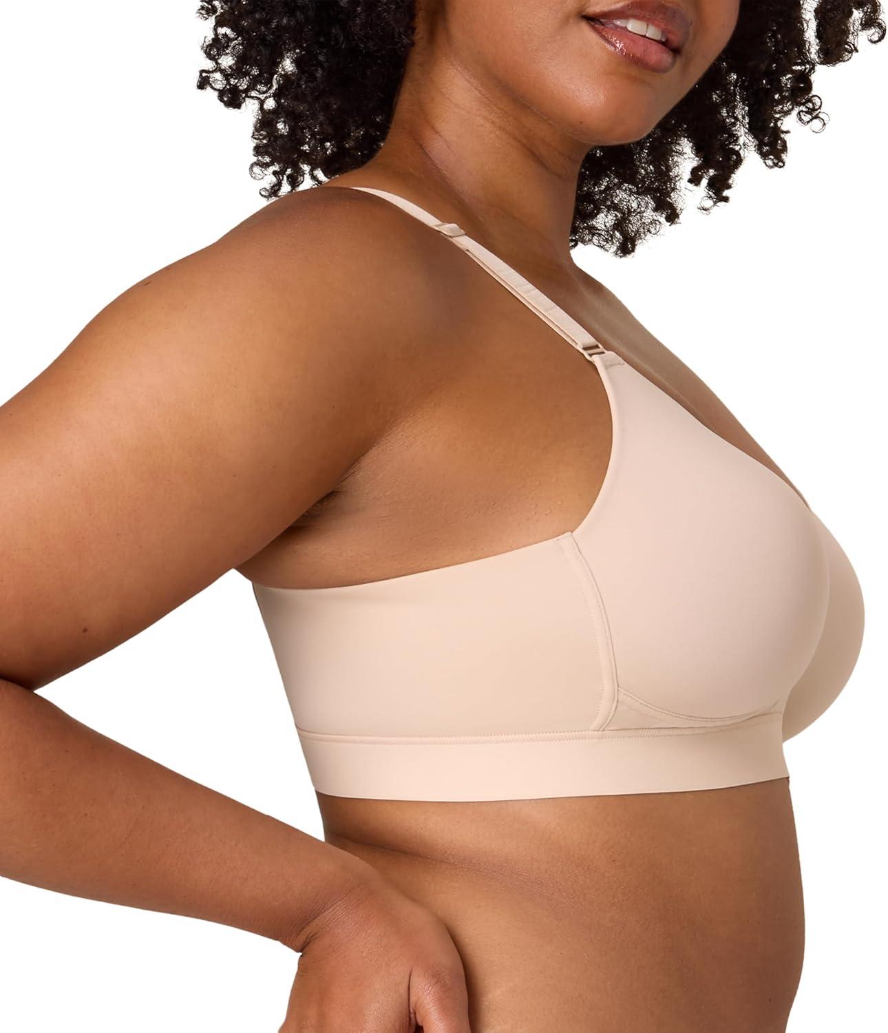 imagePlaytex Womens Wireless Bra Breathable Smoothing Bras for Women MoistureWicking Adjustable StrapsAlmond