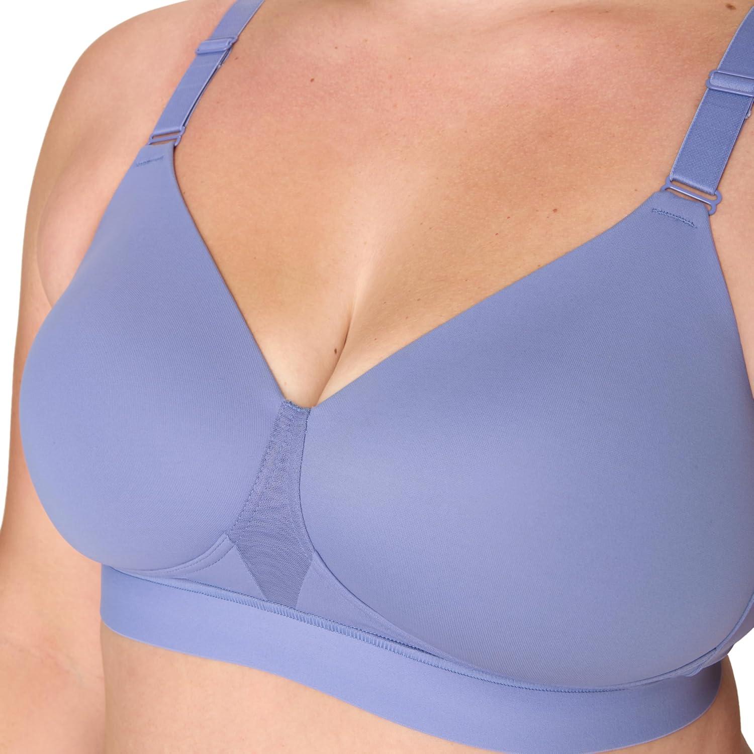 imagePlaytex Womens Wireless Bra Breathable Smoothing Bras for Women MoistureWicking Adjustable StrapsChateau Blue