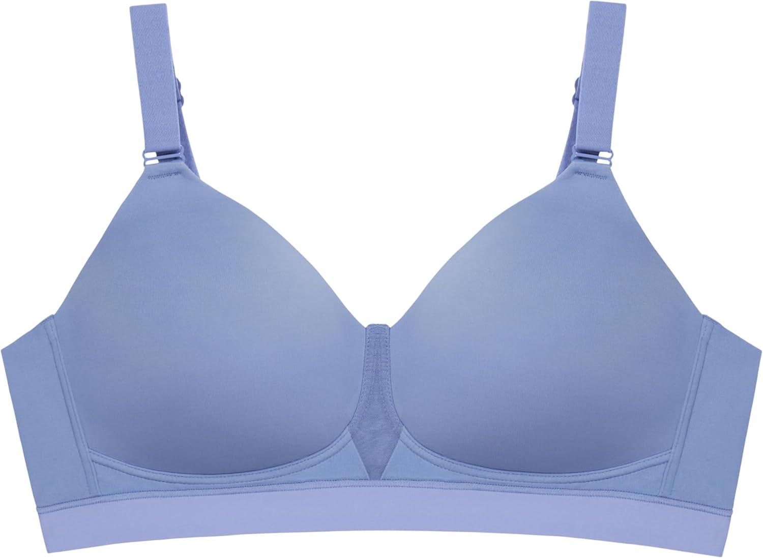 imagePlaytex Womens Wireless Bra Breathable Smoothing Bras for Women MoistureWicking Adjustable StrapsChateau Blue