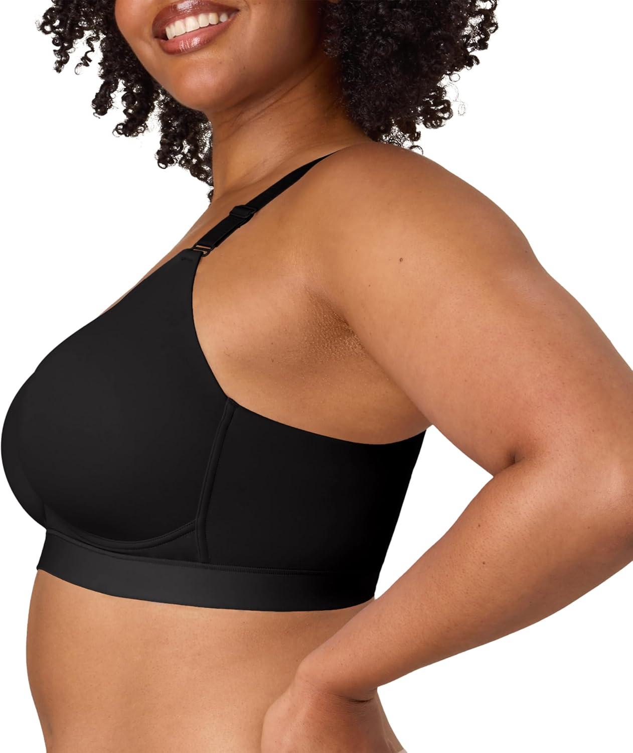 imagePlaytex Womens Wireless Bra Breathable Smoothing Bras for Women MoistureWicking Adjustable StrapsDressed in Black