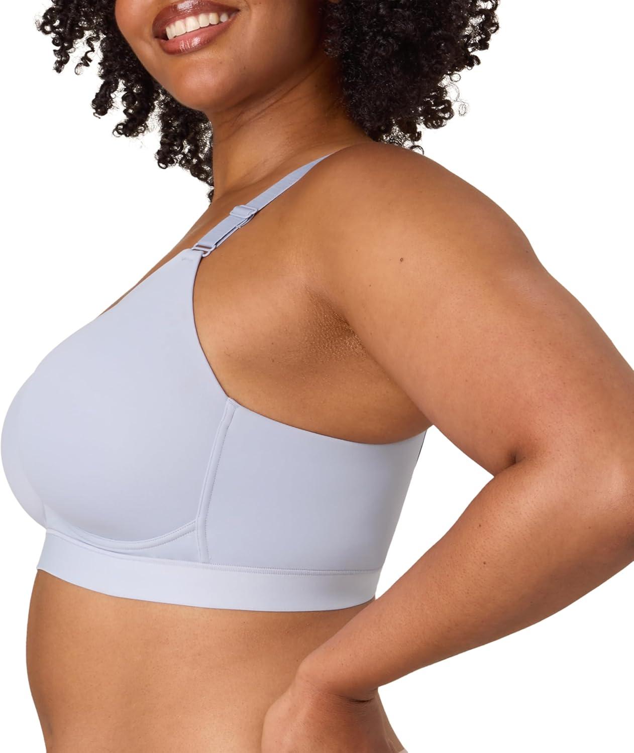 imagePlaytex Womens Wireless Bra Breathable Smoothing Bras for Women MoistureWicking Adjustable StrapsSilver Satin