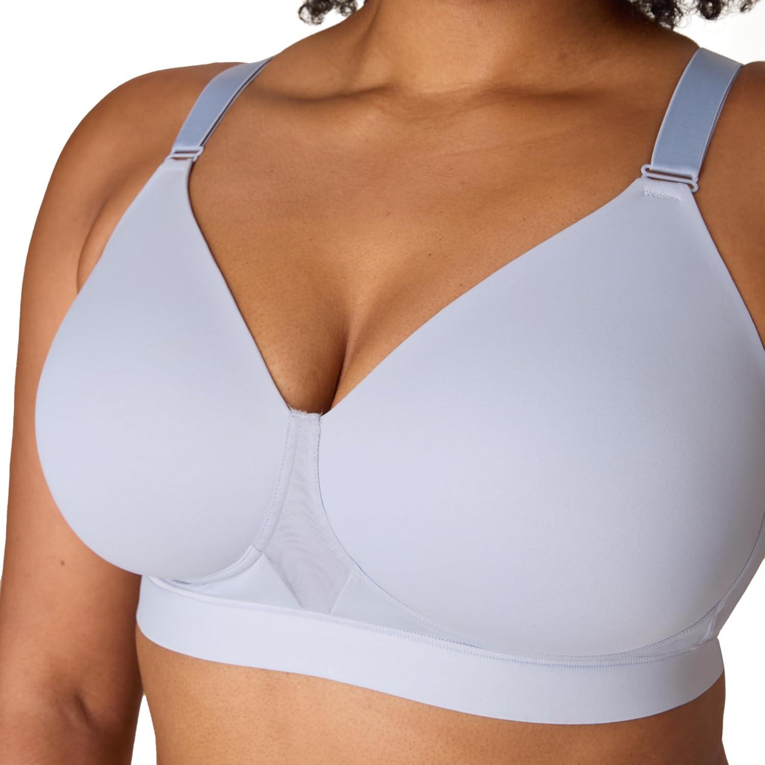 imagePlaytex Womens Wireless Bra Breathable Smoothing Bras for Women MoistureWicking Adjustable StrapsSilver Satin