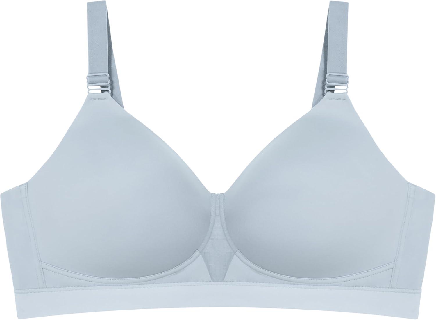 imagePlaytex Womens Wireless Bra Breathable Smoothing Bras for Women MoistureWicking Adjustable StrapsSilver Satin