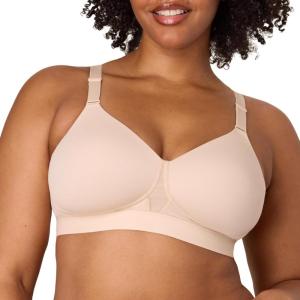 Playtex Women’s Wireless Bra, Breathable Smoothing Bras for Women, Moisture-Wicking, Adjustable Straps(Almond)