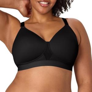 Playtex Women’s Wireless Bra, Breathable Smoothing Bras for Women, Moisture-Wicking, Adjustable Straps(Dressed in Black)
