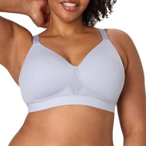Playtex Women’s Wireless Bra, Breathable Smoothing Bras for Women, Moisture-Wicking, Adjustable Straps(Silver Satin)