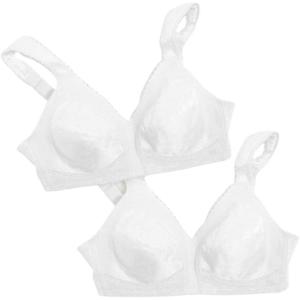 Playtex Women’s Wireless Bra, 18 Hour Plus-Size Bras Available, Full Coverage, Smoothing, 4693, Single or 2-Pack(White/White)