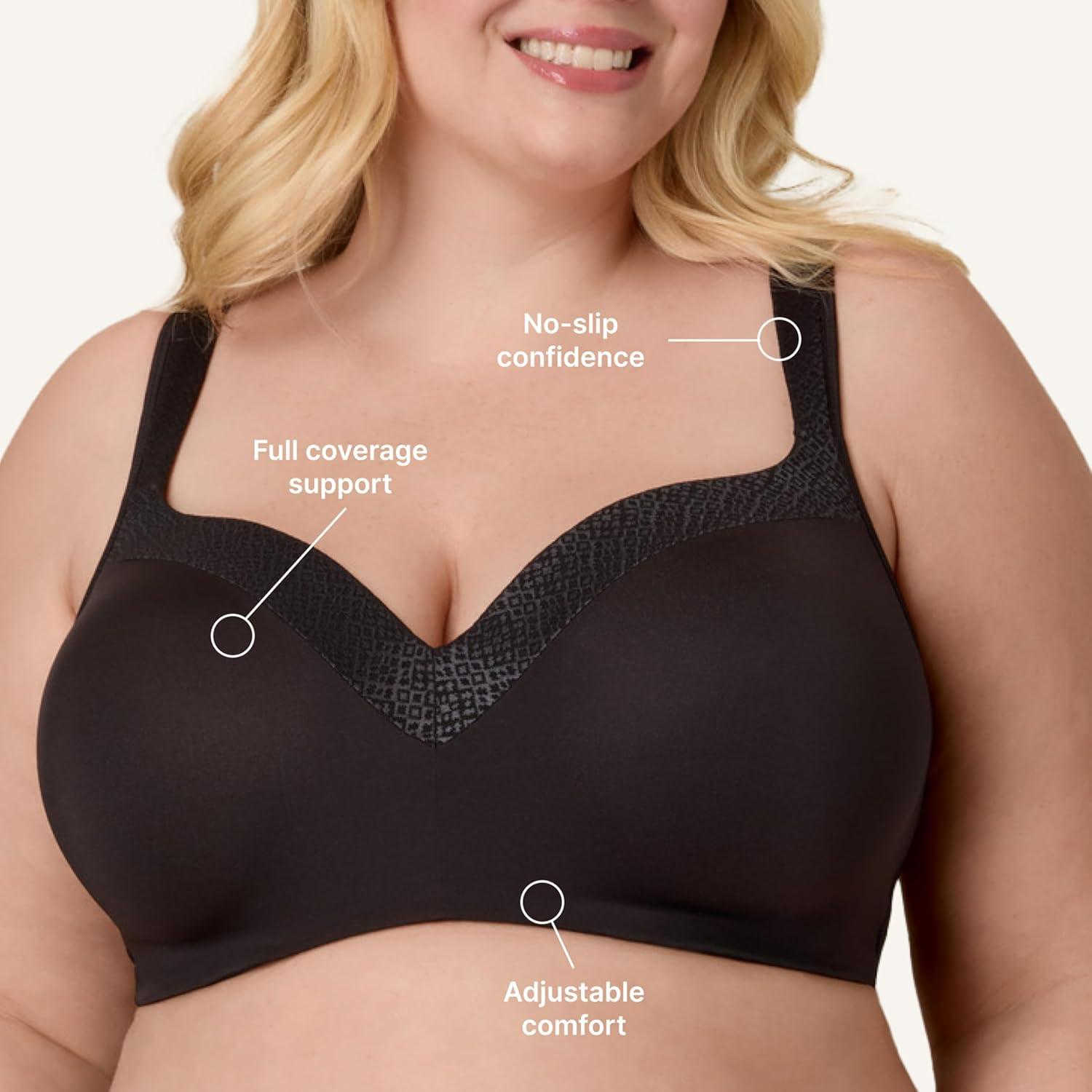 imagePlaytex Womens Balconette Underwire Bra PlusSize Bras Available Full Coverage MoistureWicking 4802Salty Pepper Grey