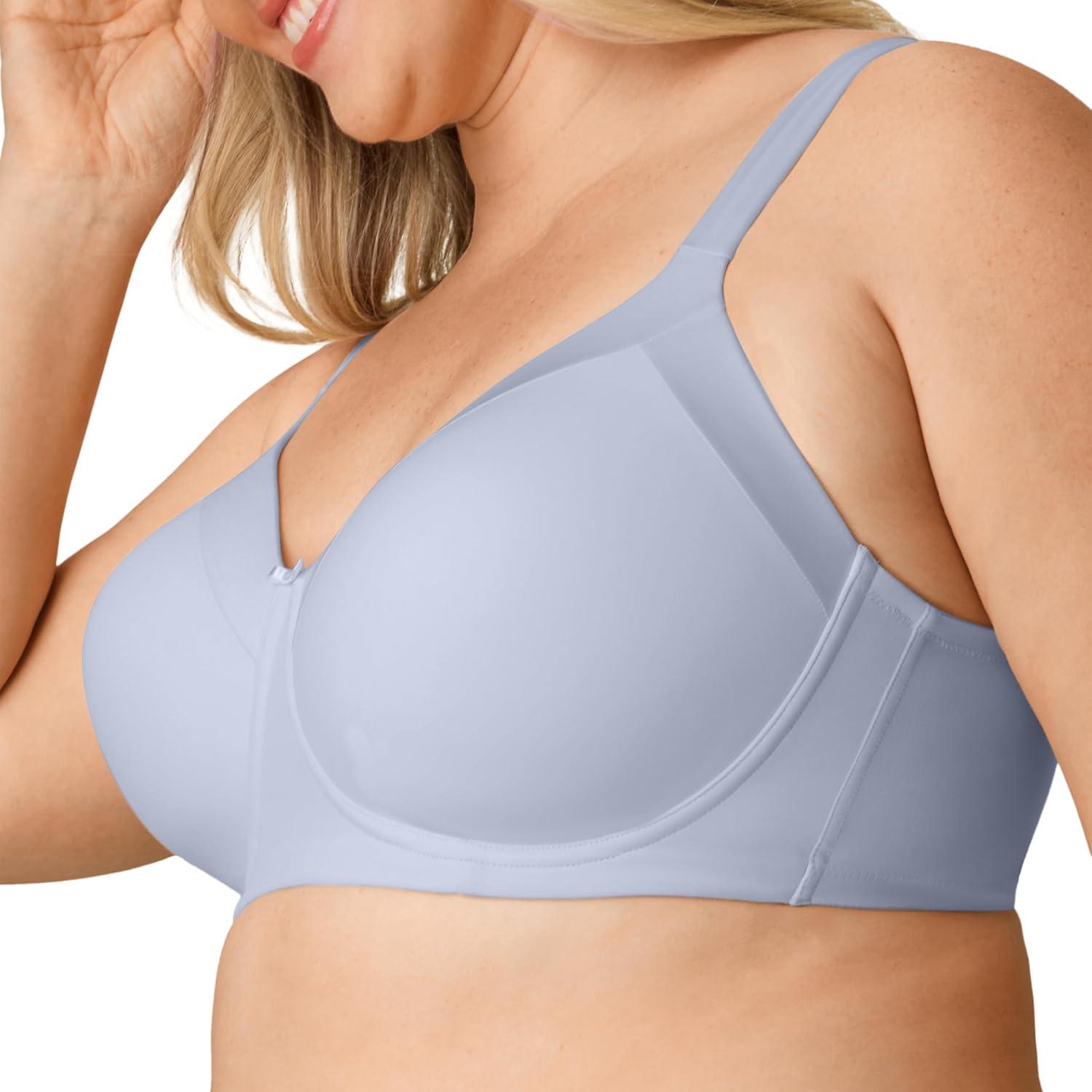 imagePlaytex Womens Wireless Balconette Bra FullCoverage Bras for Women Support Moisture Wicking PlusSilver Satin