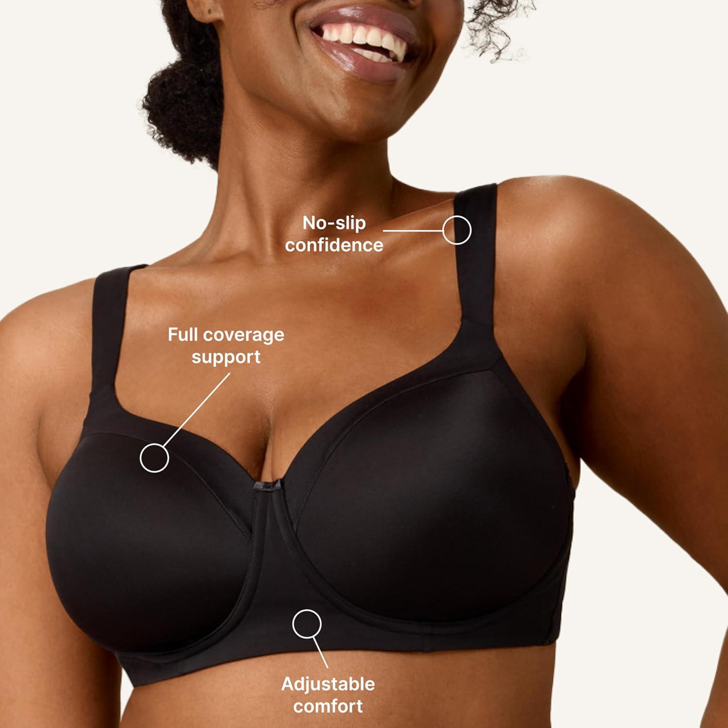 imagePlaytex Womens Wireless Balconette Bra FullCoverage Bras for Women Support Moisture Wicking PlusSilver Satin