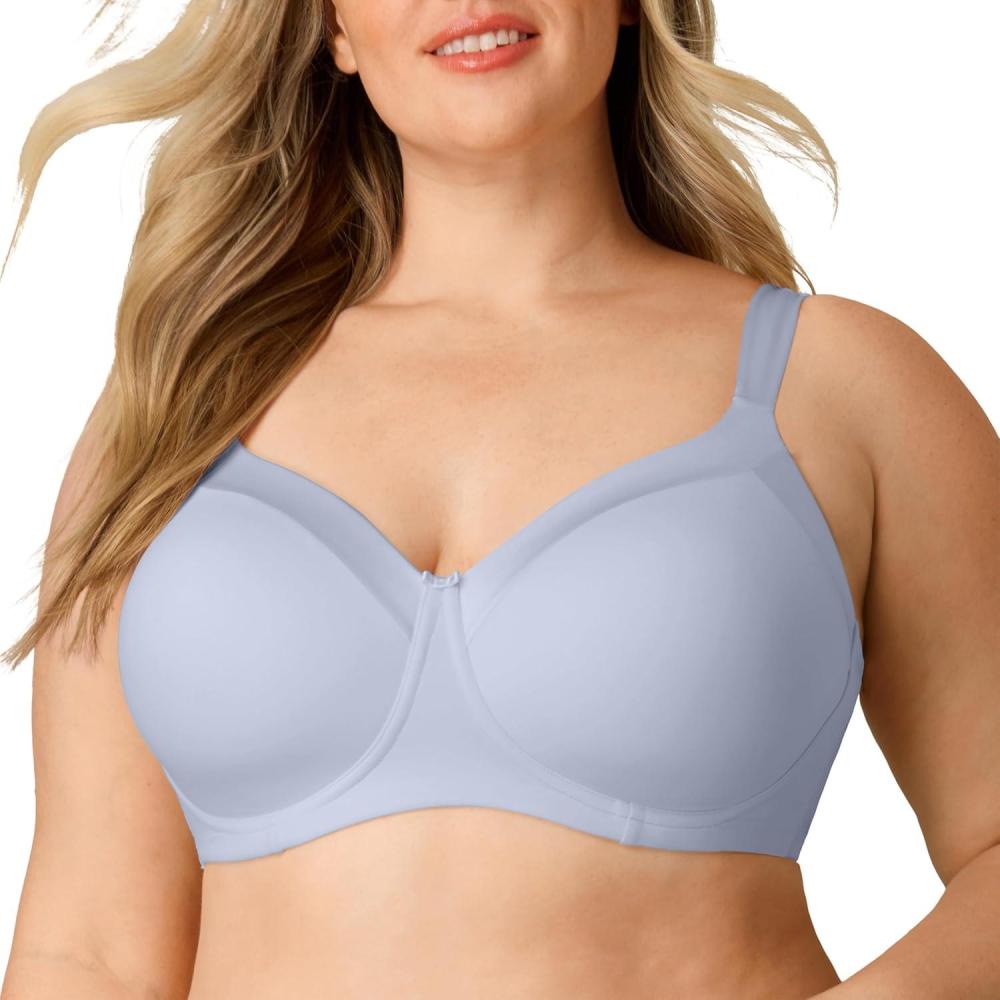 imagePlaytex Womens Wireless Balconette Bra FullCoverage Bras for Women Support Moisture Wicking PlusSilver Satin