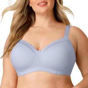 Playtex Women’s Wireless Balconette Bra, Full-Coverage Bras for Women, Support, Moisture Wicking (Plus(Silver Satin)