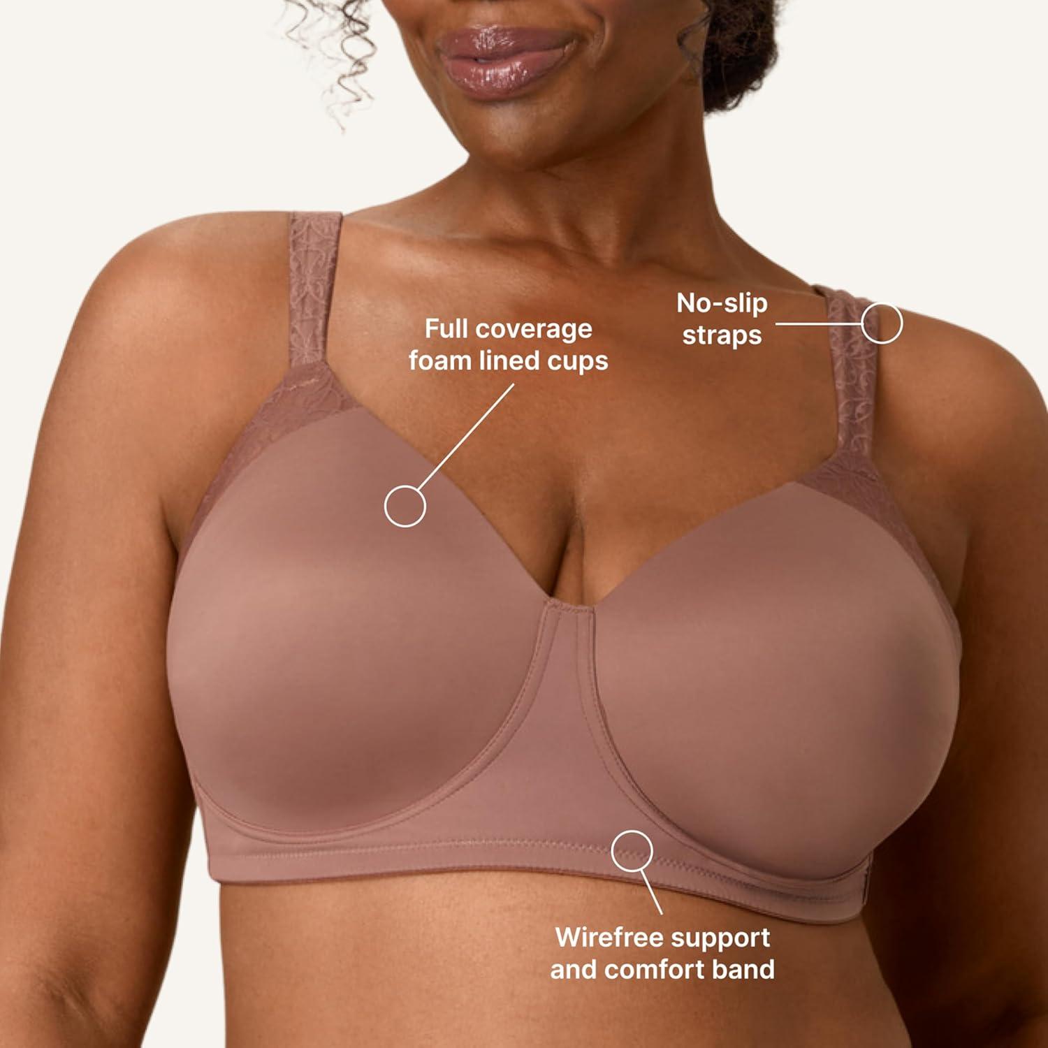 imagePlaytex Womens Wireless Bra PlusSize TShirt Bras Available Full Coverage MoistureWicking 4750Bronzed Chestnut