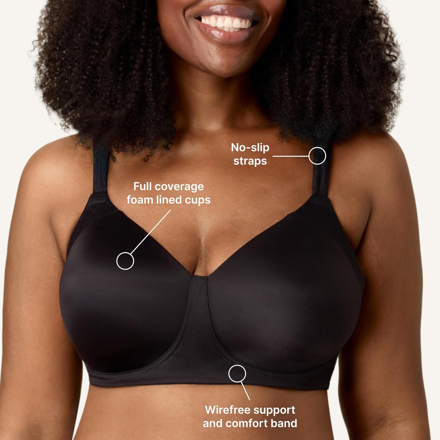 imagePlaytex Womens Wireless Bra PlusSize TShirt Bras Available Full Coverage MoistureWicking 4750Dressed in Black