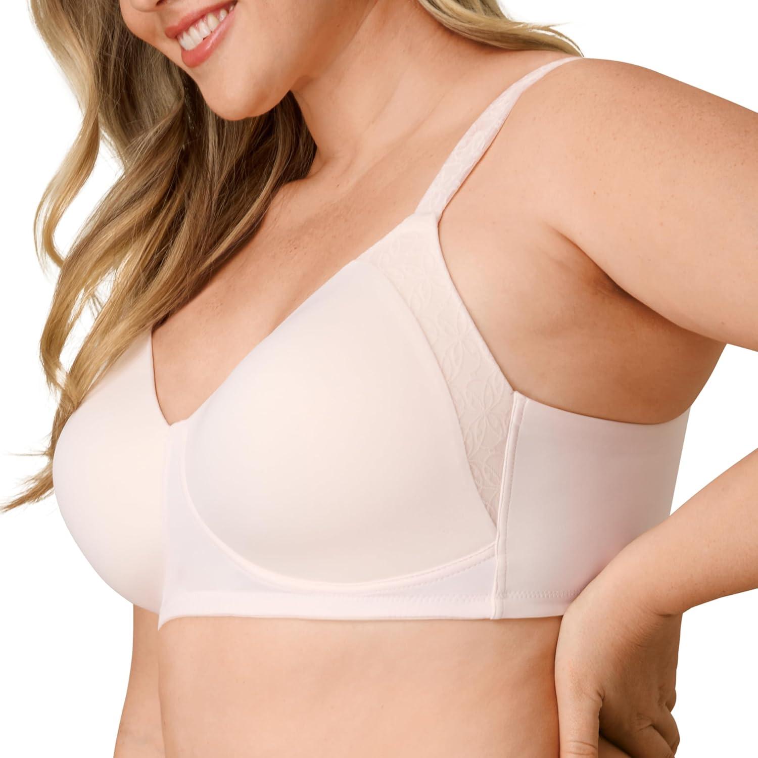 imagePlaytex Womens Wireless Bra PlusSize TShirt Bras Available Full Coverage MoistureWicking 4750Heirloom White