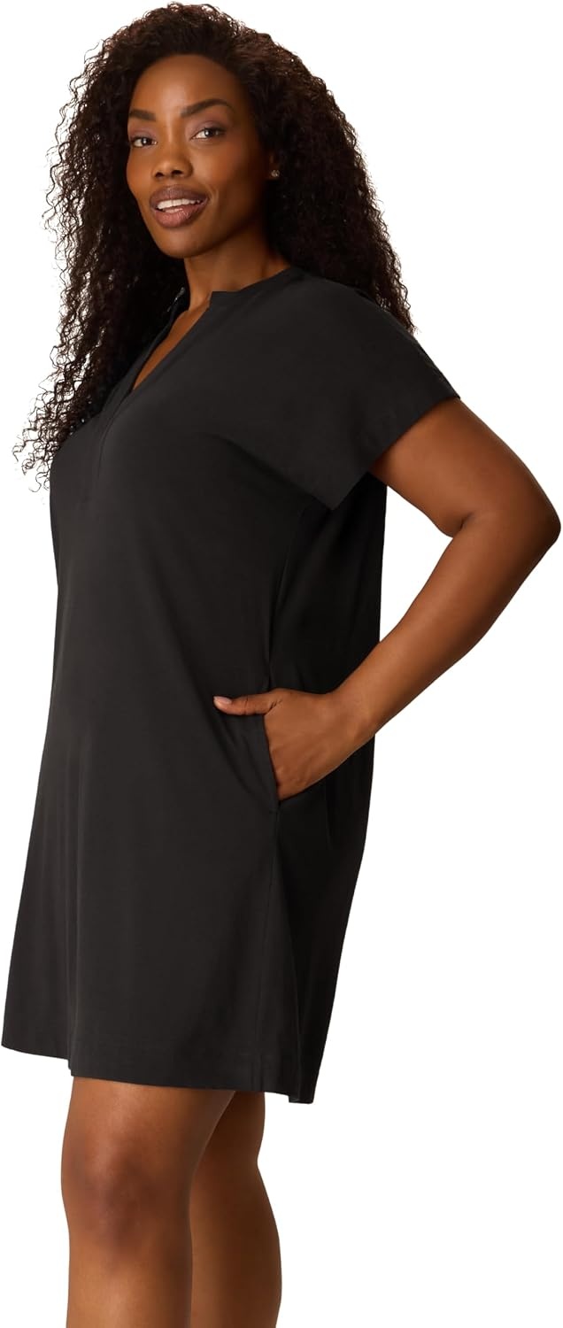 image:imagePLAYTEX Womens Cottonstretch Nightgown Cottonstretch Sleep Shirt for Women Moisturewicking LoungewearDressed in Black