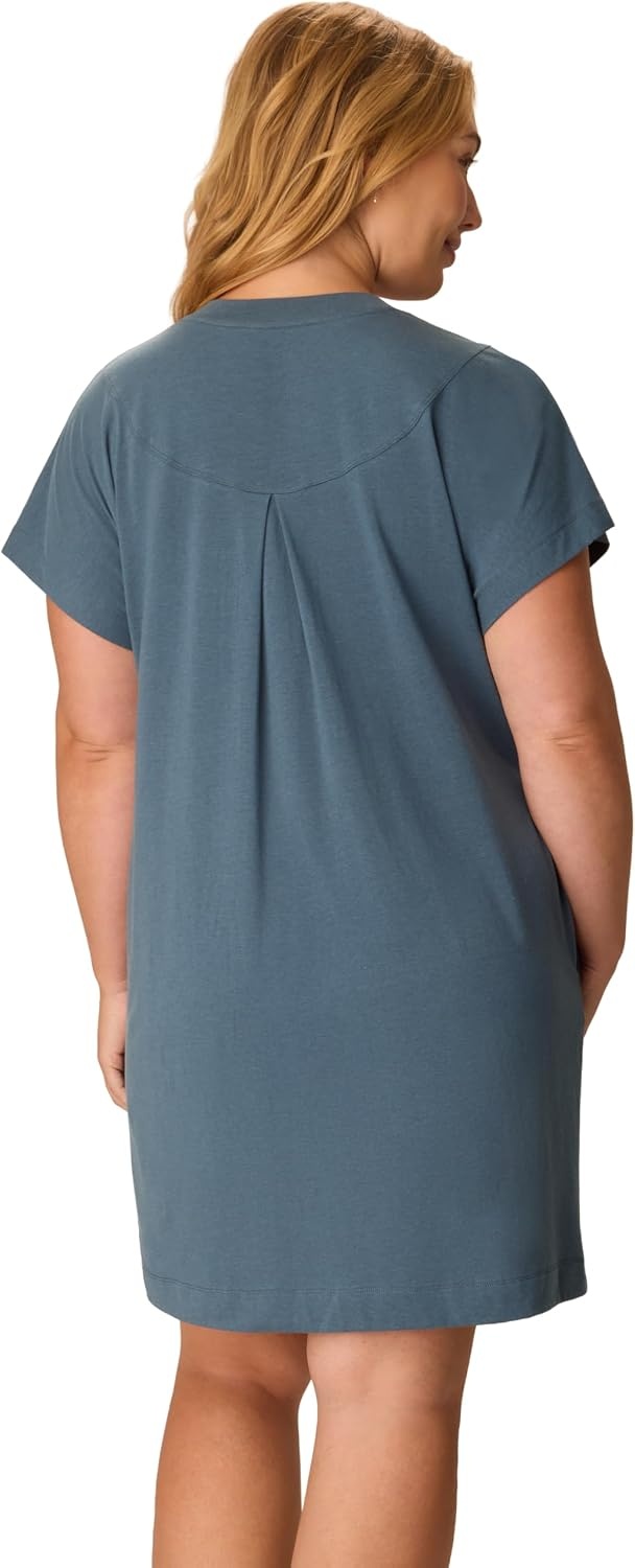 image:imagePLAYTEX Womens Cottonstretch Nightgown Cottonstretch Sleep Shirt for Women Moisturewicking LoungewearFairly Light Navy Dot