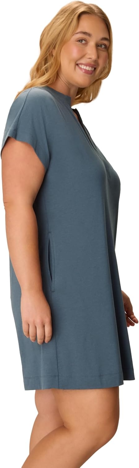 image:imagePLAYTEX Womens Cottonstretch Nightgown Cottonstretch Sleep Shirt for Women Moisturewicking LoungewearFairly Light Navy Dot
